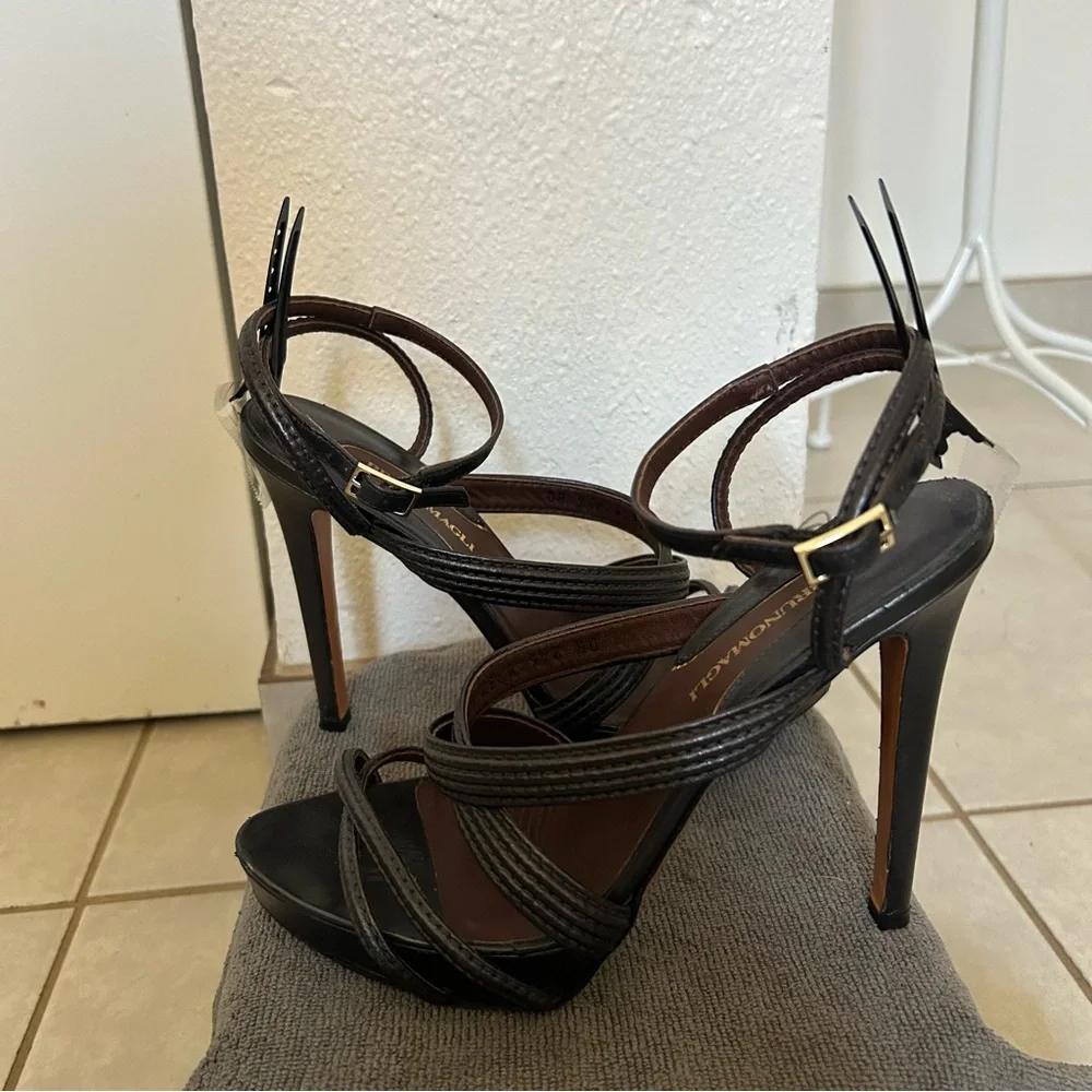 Bruno Magli Black Leather Sandals